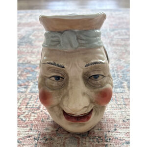 Antique French Sarreguemines Majolica Face Jug Sailor Hat
